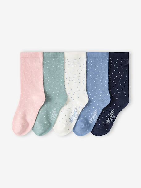 Lot de 5 paires de chaussettes à pois fille bois de rose+rose+rose pâle+rose poudré 7 - vertbaudet enfant 