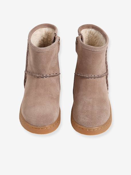 Boots fille cuir zippées taupe 4 - vertbaudet enfant 
