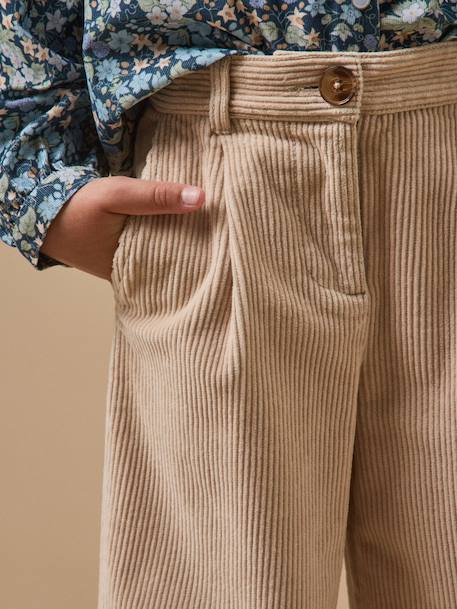 Pantalon flare en velours Beige+Marine 3 - vertbaudet enfant 