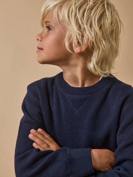 Pull sweat garçon Gris chine+Marine 8 - vertbaudet enfant 