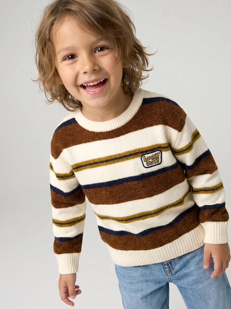 Pull garçon manches longues marine+noisette 8 - vertbaudet enfant 