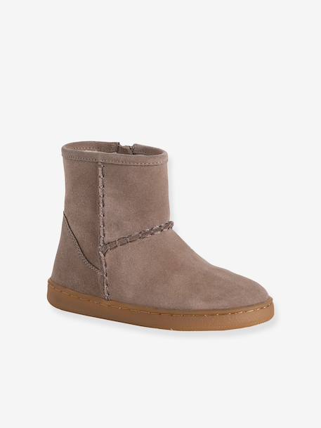 Boots fille cuir zippées taupe 1 - vertbaudet enfant 