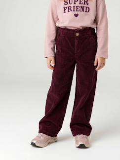 Pantalon fille large velours côtelé style paperbag   - vertbaudet enfant