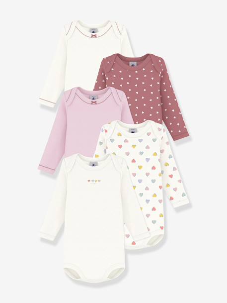 Lot de 5 bodies manches longues rose 1 - vertbaudet enfant 