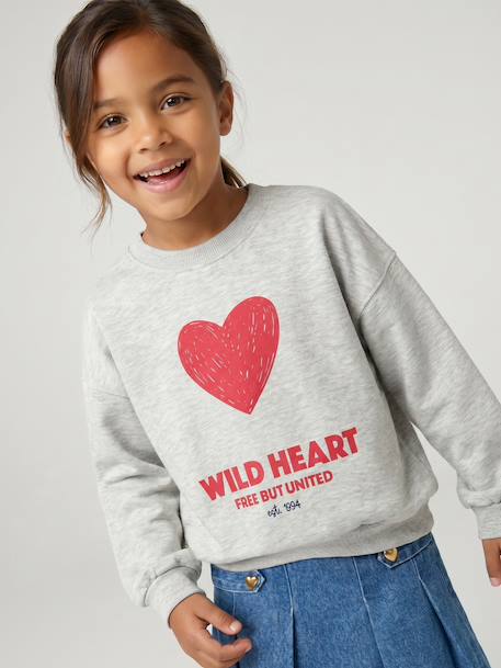 Sweat fille col rond manches longues bleu chambray+gris chiné 9 - vertbaudet enfant 