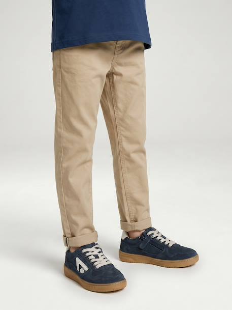 Pantalon garçon esprit chino facile à enfiler beige+marine 1 - vertbaudet enfant 