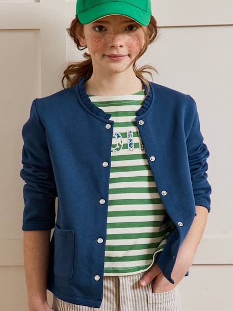 Gilet fille en molleton - coton biologique Amande+Cerise+Marine+Vert anglais 9 - vertbaudet enfant 