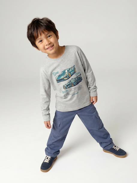 T-shirt motif ludique garçon écru+gris chiné 10 - vertbaudet enfant 