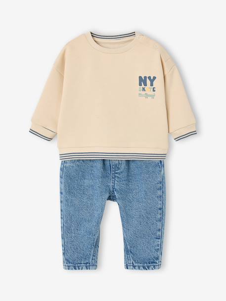 Ensemble bébé fille sweat et pantalon écru 1 - vertbaudet enfant 