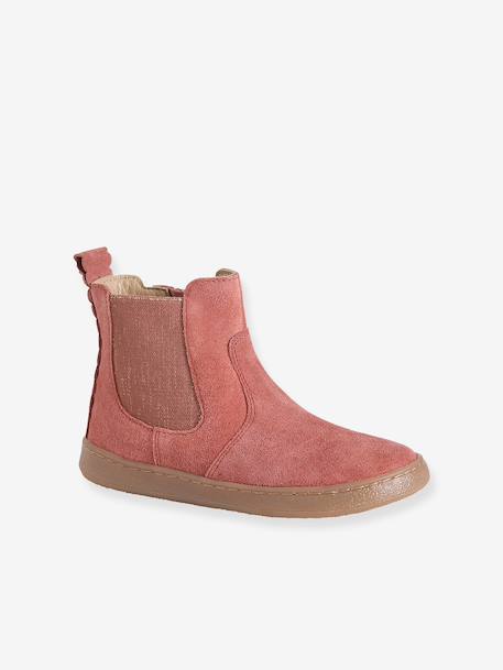 Boots fille cuir zippées beige+bronze+camel+marine+marron+vert+vieux rose 33 - vertbaudet enfant 