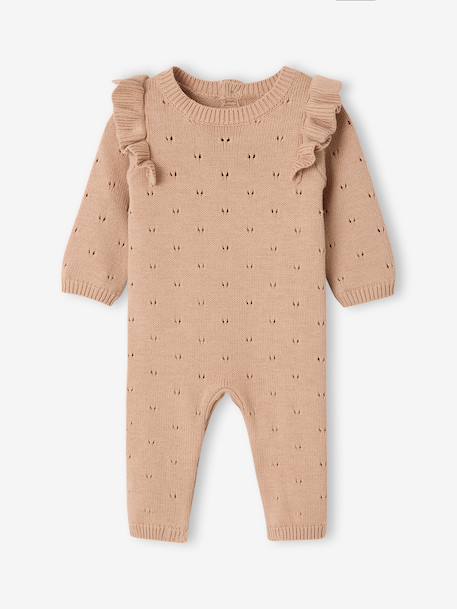 Combinaison bébé fille en tricot beige chiné 1 - vertbaudet enfant 