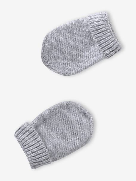 Ensemble bébé bonnet, snood et moufles gris chiné 3 - vertbaudet enfant 