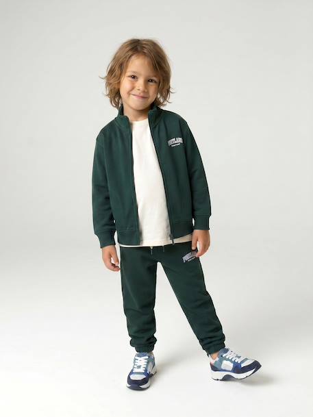 Sweat zippé garçon col camionneur marine+rouge+vert sapin 14 - vertbaudet enfant 
