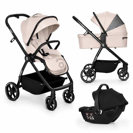 Trio poussette, nacelle, et siège auto Rodas Beige+Noir 1 - vertbaudet enfant 