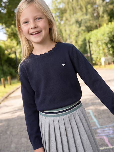 Pull fille personnalisable framboise+mandarine+marine+pivoine+vert de gris 9 - vertbaudet enfant 