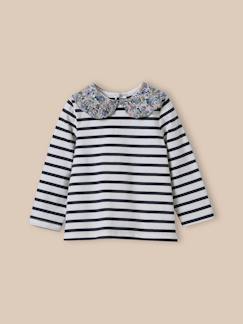 -T-shirt col en tissu liberty bébé - coton biologique