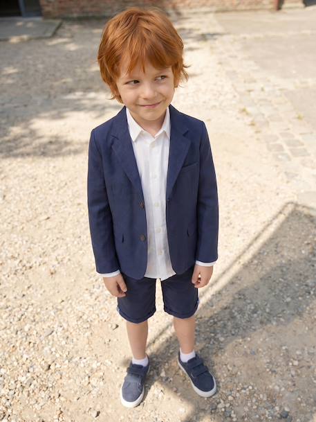 Veste garçon cérémonie en coton/lin beige+beige clair+bleu+marine foncé+vert sauge 28 - vertbaudet enfant 