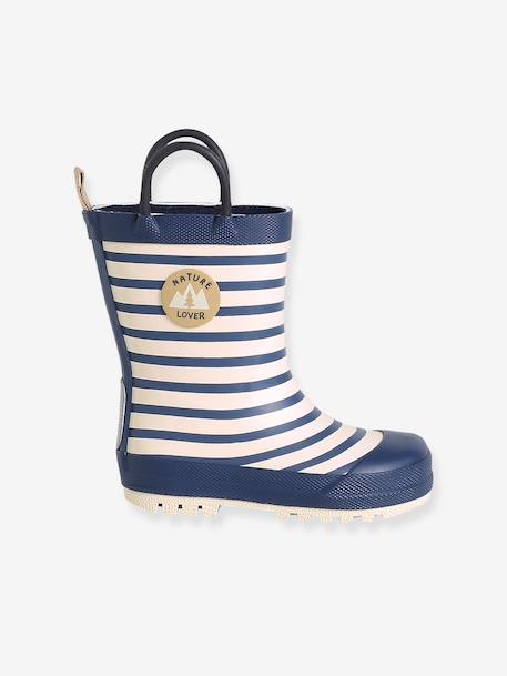 Bottes de pluie bébé détails ludiques bleu clair+rayé marine+vert imprimé 2 - vertbaudet enfant 