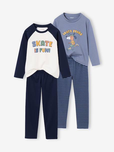 Lot de 2 pyjamas garçon bleu grisé 1 - vertbaudet enfant 
