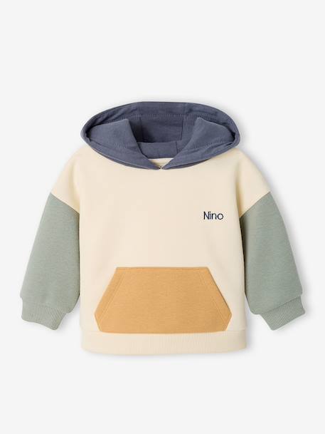 Sweat à capuche bébé personnalisable vert sauge 5 - vertbaudet enfant 