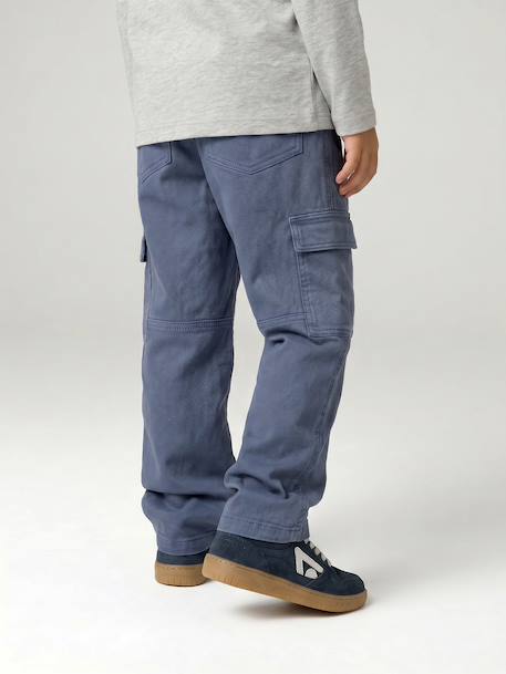 Pantalon battle garçon bleu jean+olive 7 - vertbaudet enfant 