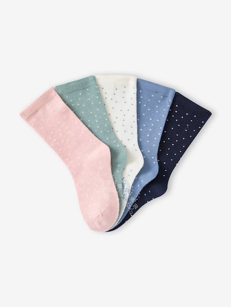 Lot de 5 paires de chaussettes à pois fille bois de rose+rose+rose pâle+rose poudré 8 - vertbaudet enfant 