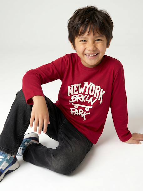 T-shirt manches longues garçon anthracite+blanc+cappuccino+rouge+vert sauge 19 - vertbaudet enfant 