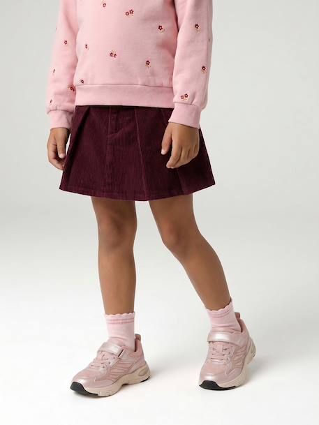 Jupe short fille plissée beige+bordeaux+vert anglais 9 - vertbaudet enfant 