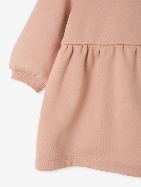 Robe bébé en molleton avec col en crochet rose poudré+vert 4 - vertbaudet enfant 