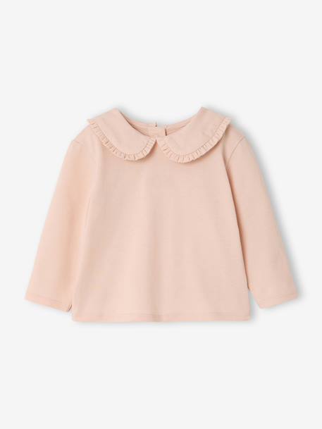 T-shirt bébé manches longues col claudine beige clair+rose pâle+vert d'eau 10 - vertbaudet enfant 