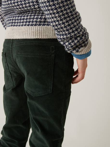Slim en velours garçon Beige clair uni+Bleu fonce uni+Vert fonce uni 13 - vertbaudet enfant 