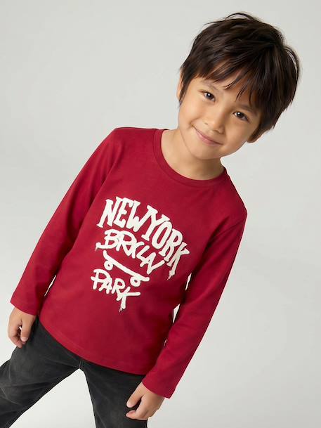 T-shirt manches longues garçon anthracite+blanc+cappuccino+rouge+vert sauge 14 - vertbaudet enfant 