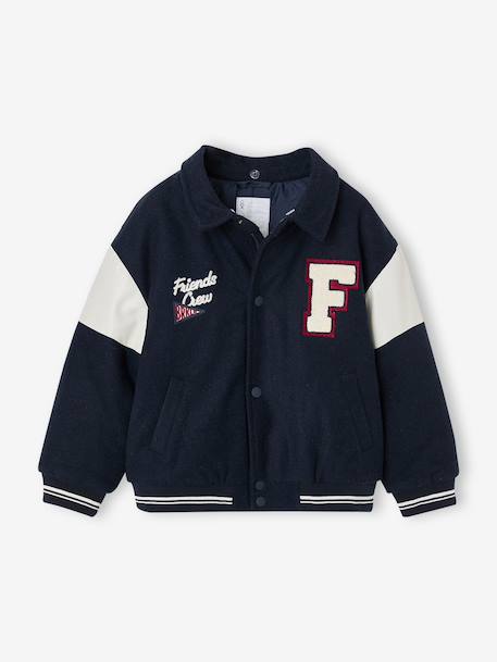 Blouson teddy garçon à capuche amovible marine 2 - vertbaudet enfant 