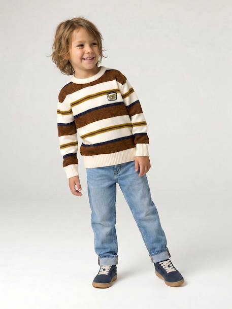 Pull garçon manches longues marine+noisette 14 - vertbaudet enfant 