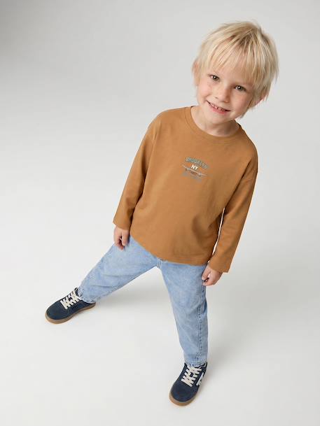 T-shirt manches longues garçon bleu océan+ocre 10 - vertbaudet enfant 
