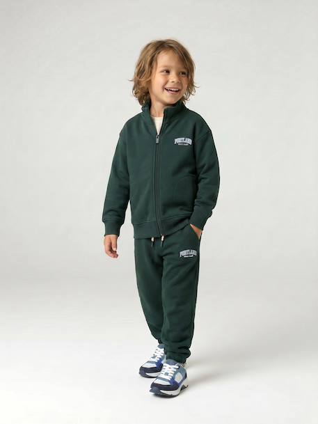 Sweat zippé garçon col camionneur marine+rouge+vert sapin 13 - vertbaudet enfant 