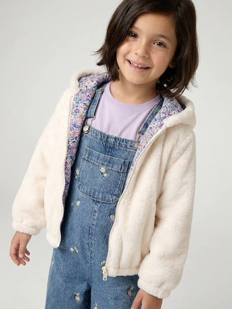 Coupe-vent fille à capuche réversible léopard/sherpa beige+vanille 12 - vertbaudet enfant 