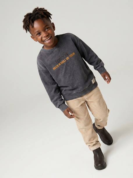 Pantalon en velours côtelé garçon facile à enfiler beige+bleu ardoise+marine 3 - vertbaudet enfant 