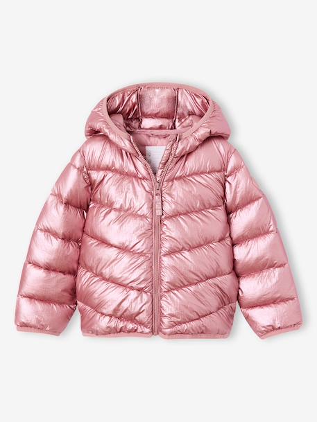 Doudoune fille légère à capuche effet brillant métallisé rose+rose pâle 9 - vertbaudet enfant 
