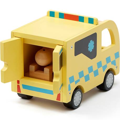 Ambulance en bois aiden Jaune, bleu 5 - vertbaudet enfant 
