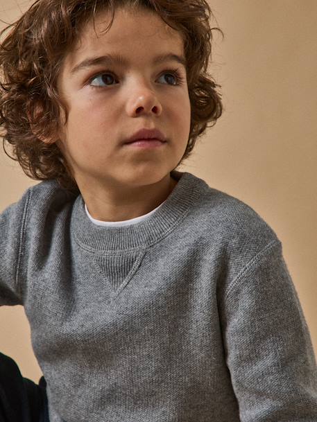 Pull sweat garçon Gris chine+Marine 3 - vertbaudet enfant 