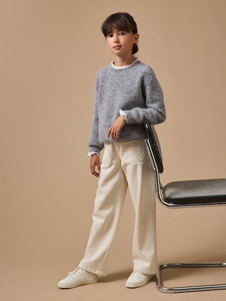 Pull en laine et mohair fille Gris chine clair 5 - vertbaudet enfant 