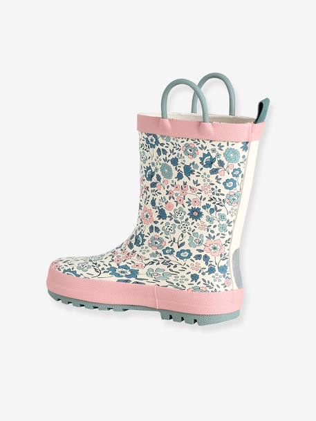 Bottes pluie fille caoutchouc bleu imprimé+écru+lot rose 13 - vertbaudet enfant 