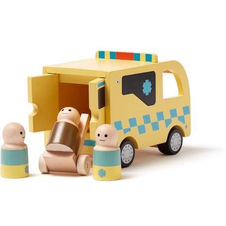 Ambulance en bois aiden Jaune, bleu 4 - vertbaudet enfant 
