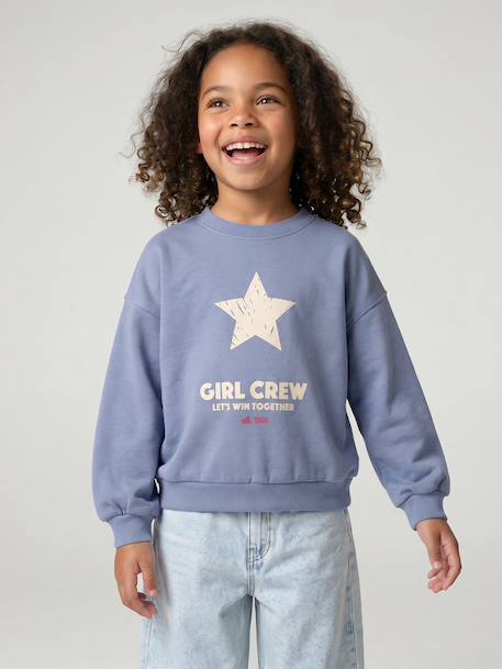 Sweat fille col rond manches longues bleu chambray+gris chiné 2 - vertbaudet enfant 