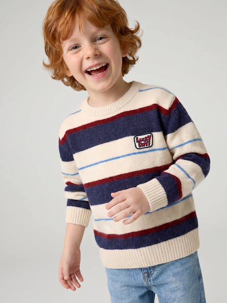 Pull garçon manches longues marine+noisette 2 - vertbaudet enfant 