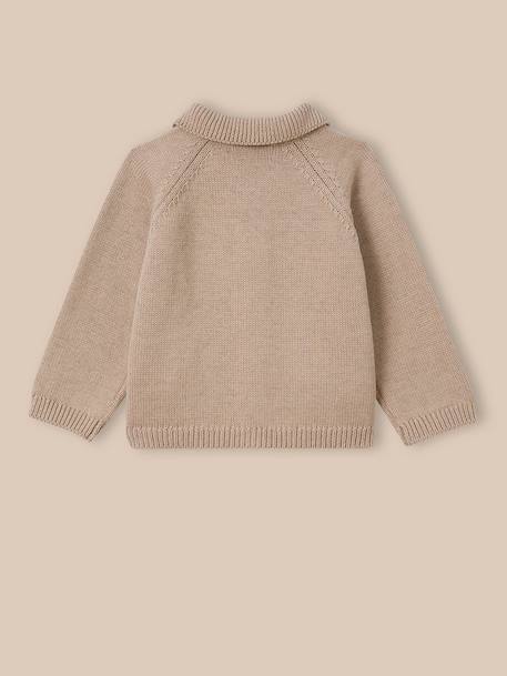 Cardigan col polo bébé Ecru chine+Marine 2 - vertbaudet enfant 