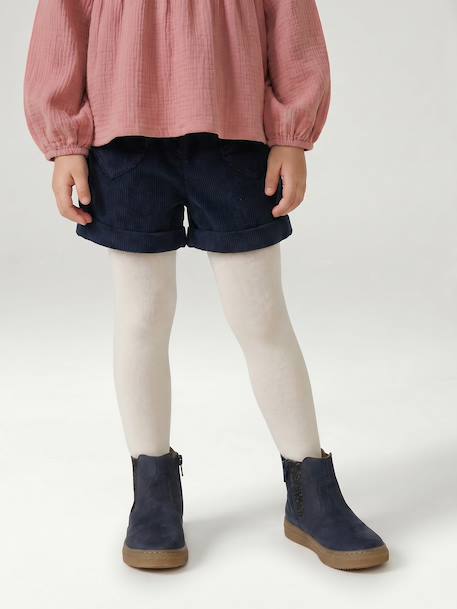 Short en velours poches coeur fille facile à enfiler kaki+marine+rose+vieux rose 9 - vertbaudet enfant 