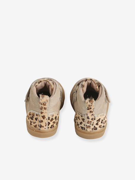 Basket bébé fille cuir à scratchs beige imprimé+jaune d'or 13 - vertbaudet enfant 