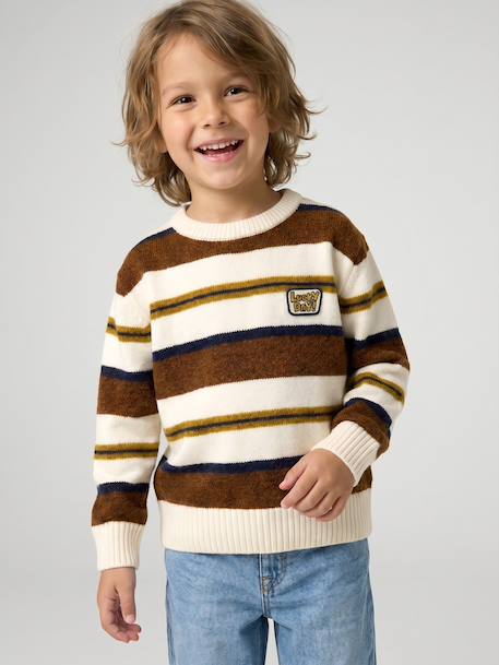 Pull garçon manches longues marine+noisette 9 - vertbaudet enfant 